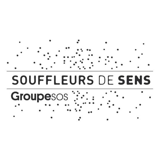 Logo noir Souffleurs de Sens Groupe SOS Solidarites