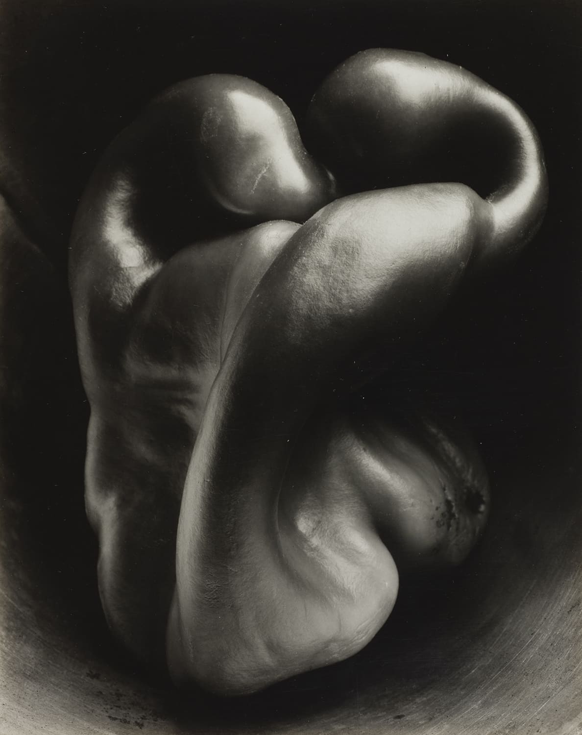 Photographie abstraite en noir et blanc de formes organiques évoquant un corps sculptural, composition artistique.